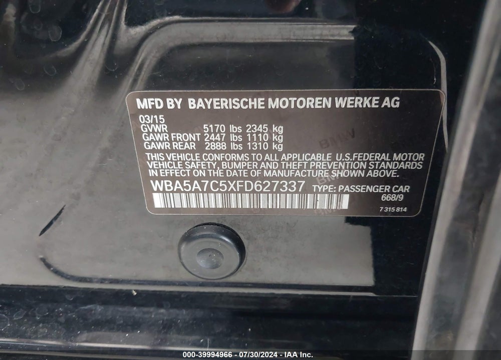 2015 BMW 528I XDRIVE VIN: WBA5A7C5XFD627337