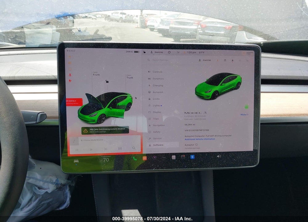 2022 TESLA MODEL 3 LONG RANGE DUAL MOTOR ALL-WHEEL DRIVE VIN: 5YJ3E1EB7NF131188