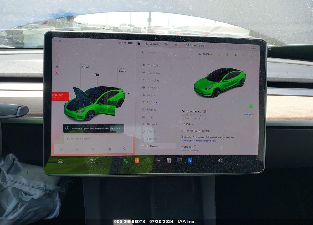 2022 TESLA MODEL 3 LONG RANGE DUAL MOTOR ALL-WHEEL DRIVE VIN: 5YJ3E1EB7NF131188