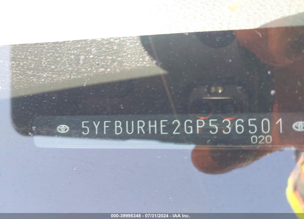 2016 TOYOTA COROLLA LE PLUS VIN: 5YFBURHE2GP536501