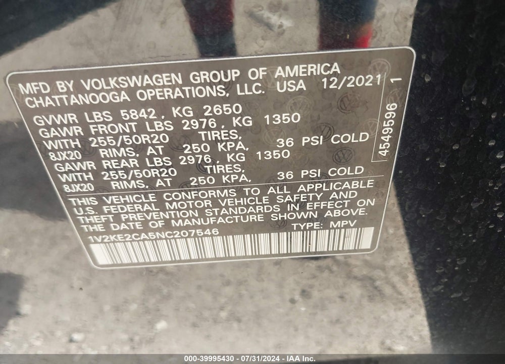 2022 VOLKSWAGEN ATLAS CROSS SPORT 3.6L V6 SE W/TECHNOLOGY VIN: 1V2KE2CA5NC207546