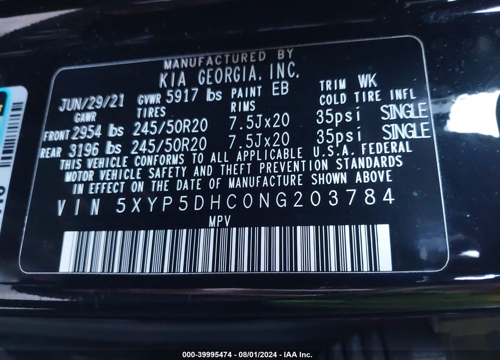 2022 KIA TELLURIDE SX VIN: 5XYP5DHC0NG203784