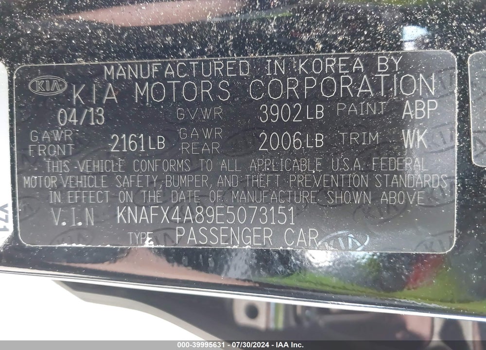 2014 KIA FORTE EX VIN: KNAFX4A89E5073151