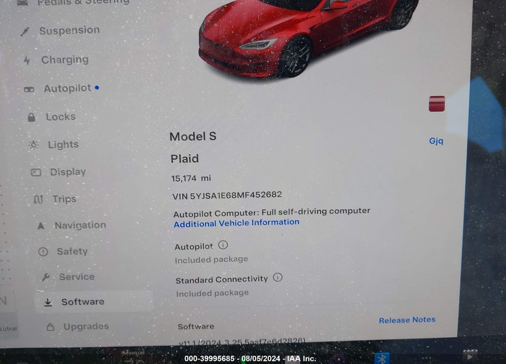 2021 TESLA MODEL S PLAID TRI MOTOR ALL-WHEEL DRIVE VIN: 5YJSA1E68MF452682
