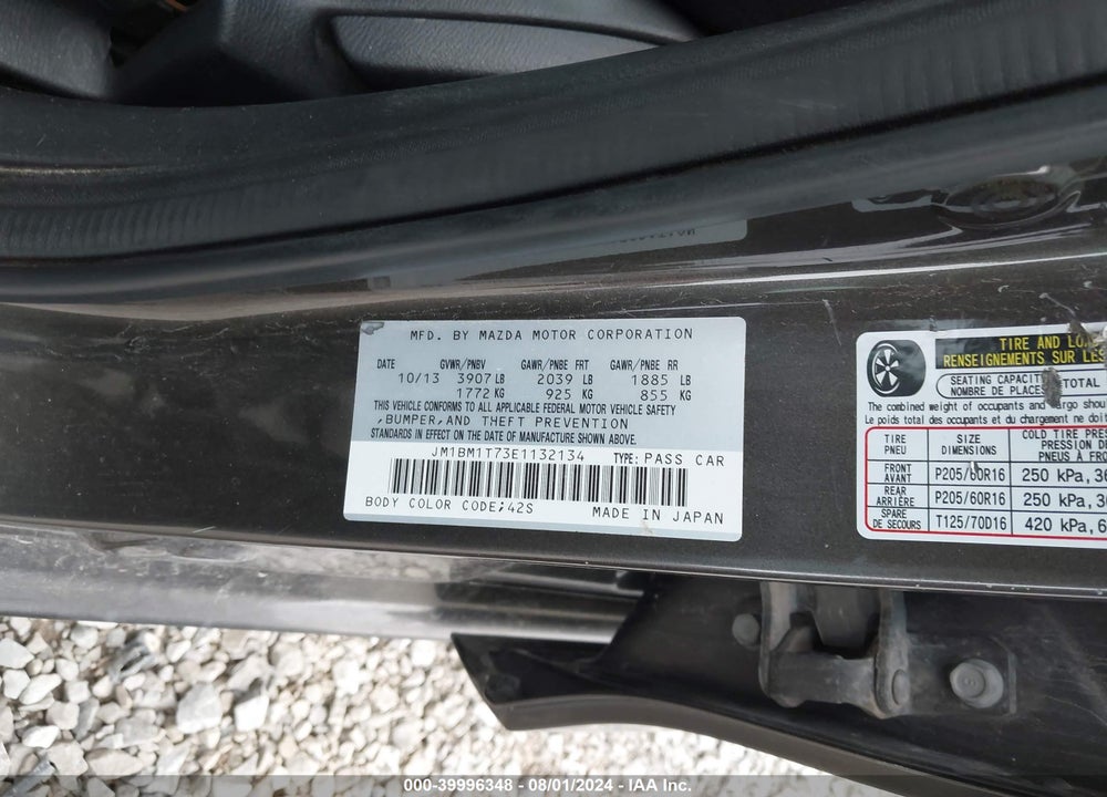 2014 MAZDA 3 I SV VIN: JM1BM1T73E1132134