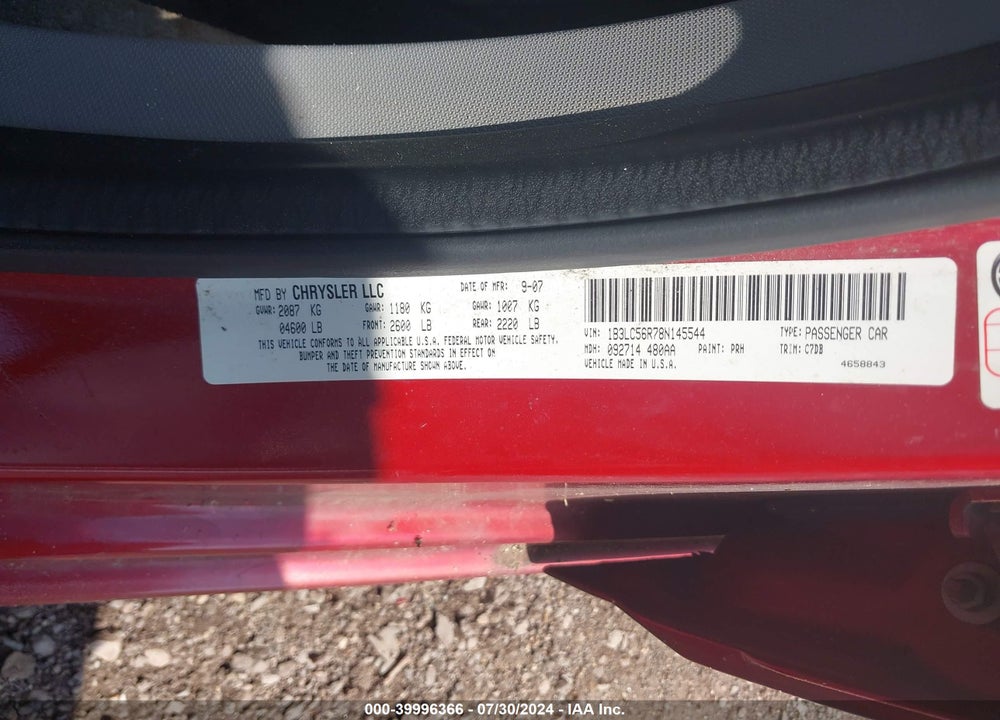 2008 DODGE AVENGER SXT VIN: 1B3LC56R78N145544