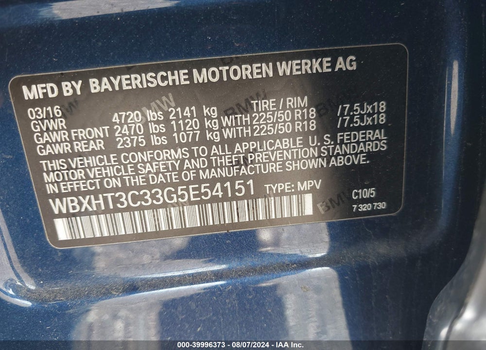 2016 BMW X1 XDRIVE28I VIN: WBXHT3C33G5E54151