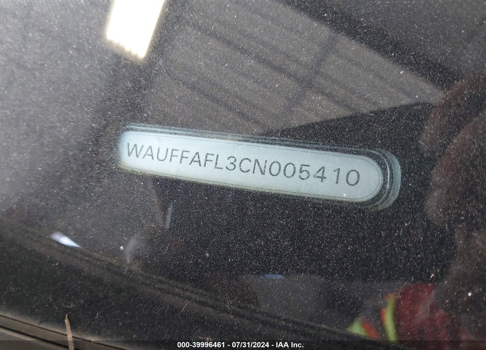 2012 AUDI A4 2.0T PREMIUM VIN: WAUFFAFL3CN005410