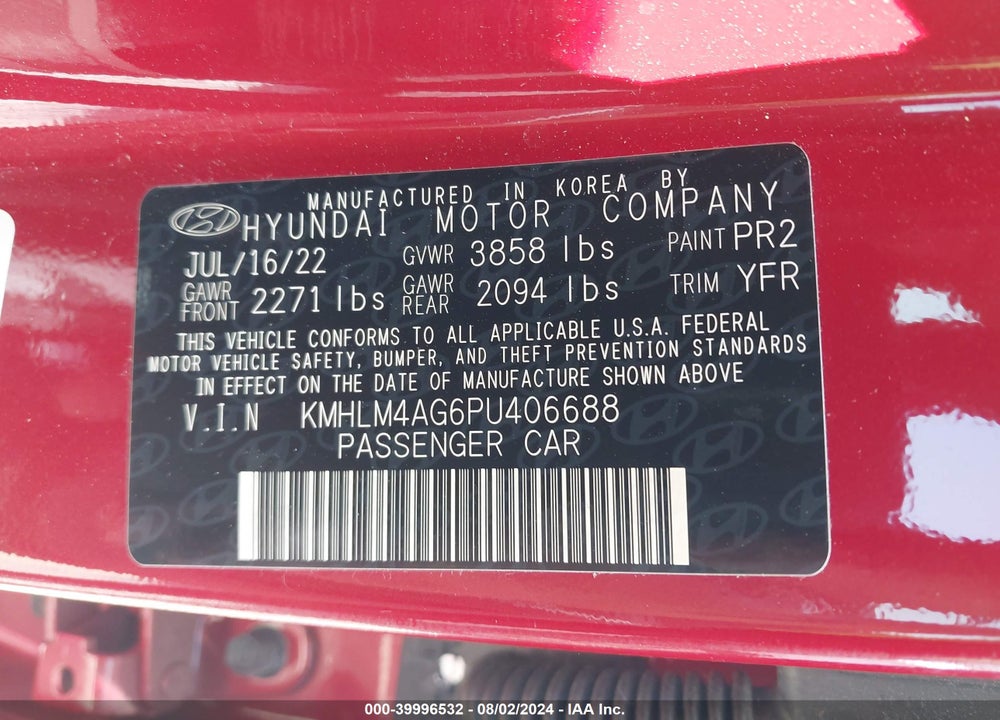 2023 HYUNDAI ELANTRA VIN: KMHLM4AG6PU406688