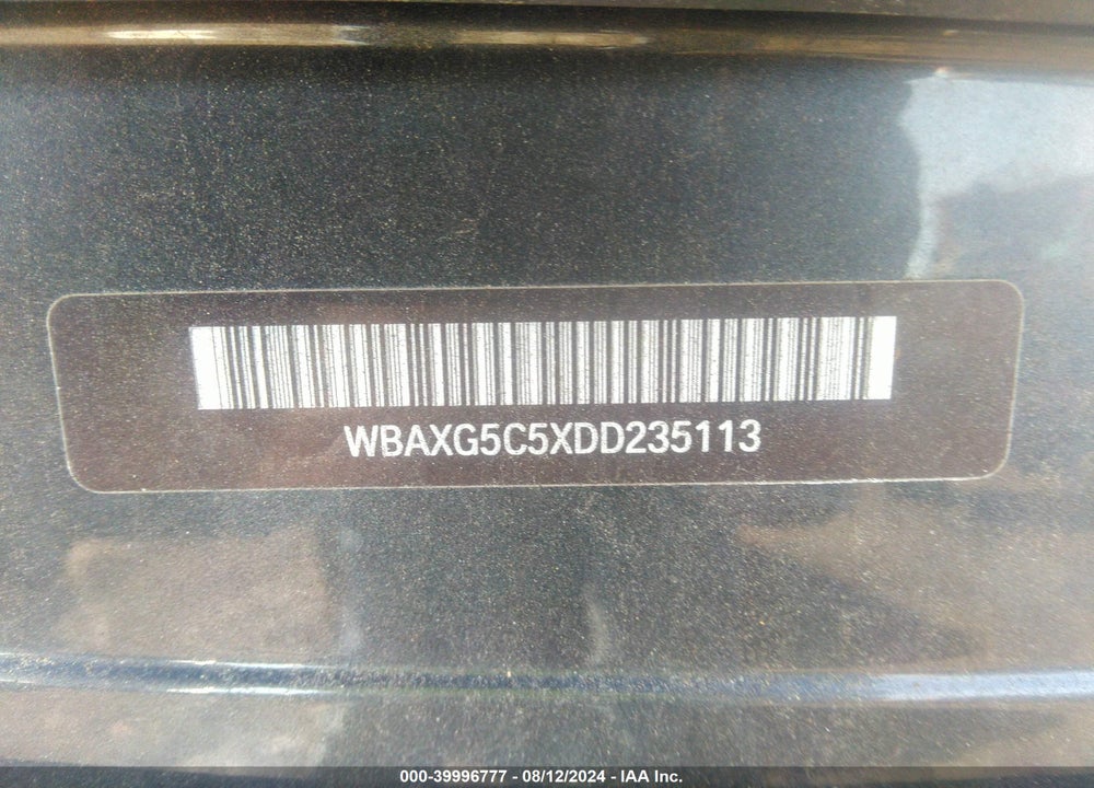 2013 BMW 528I VIN: WBAXG5C5XDD235113