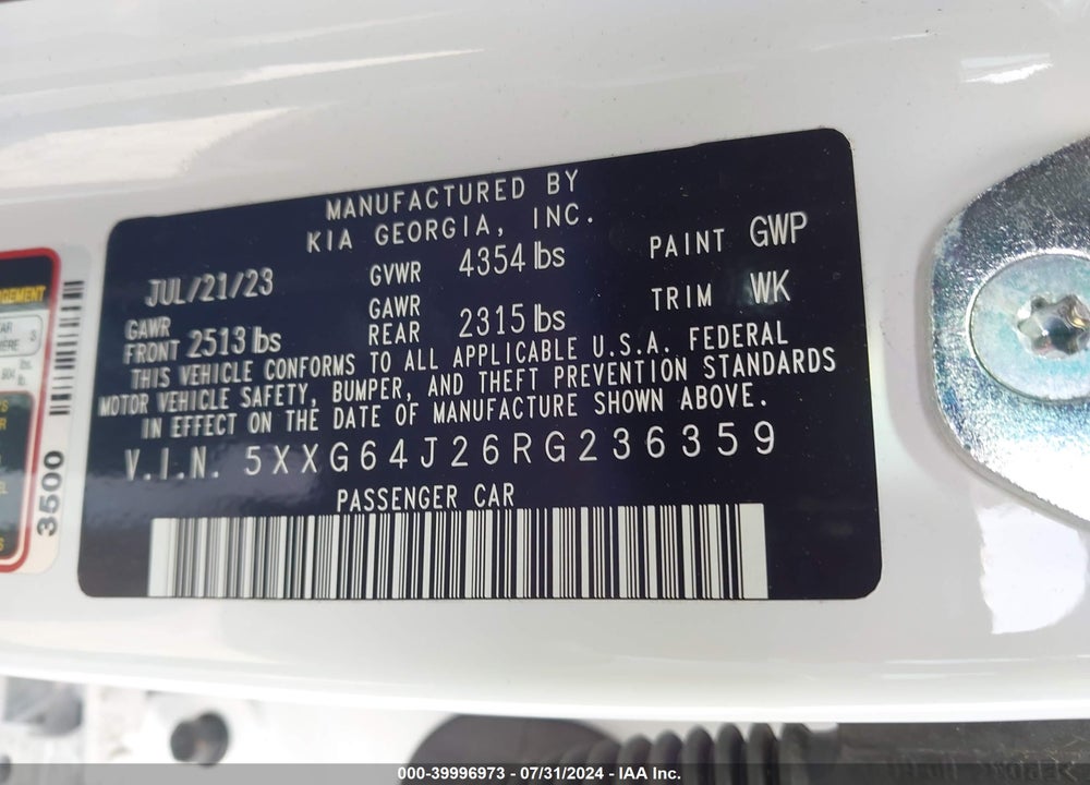 2024 KIA K5 GT LINE VIN: 5XXG64J26RG236359
