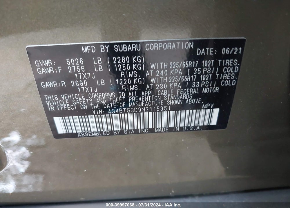 2022 SUBARU OUTBACK WILDERNESS VIN: 4S4BTGSD9N3115951