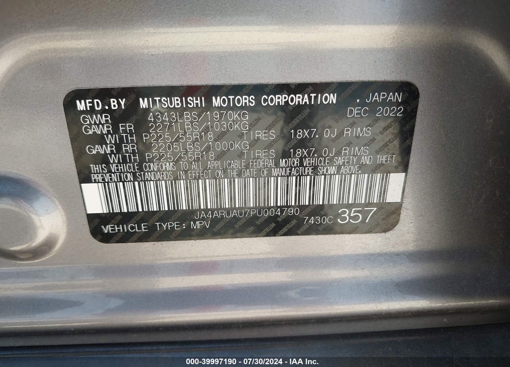 2023 MITSUBISHI OUTLANDER SPORT 2.0 ES AWC/2.0 LE AWC/2.0 RALLIART AWC/2.0 S AWC/2.0 SE AWC VIN: JA4ARUAU7PU004790