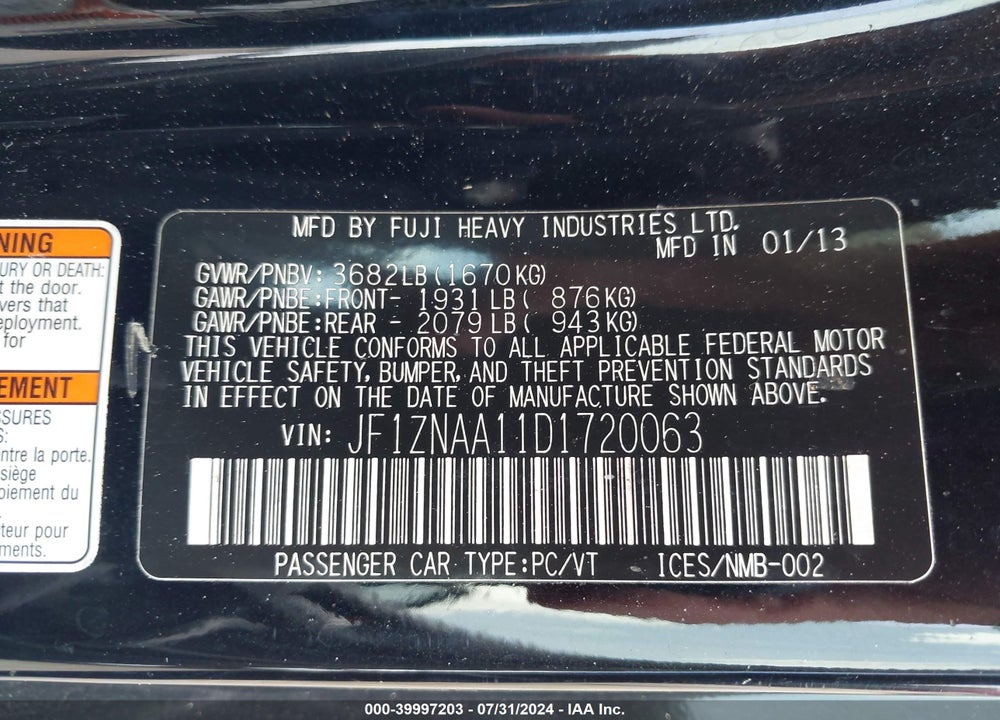 2013 SCION FR-S VIN: JF1ZNAA11D1720063