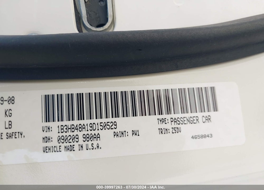 2009 DODGE CALIBER SXT VIN: 1B3HB48A19D150529