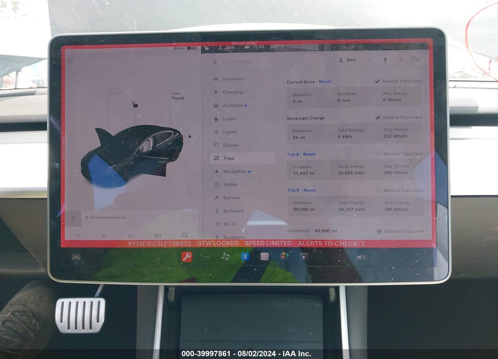 2020 TESLA MODEL 3 PERFORMANCE DUAL MOTOR ALL-WHEEL DRIVE VIN: 5YJ3E1EC3LF736332