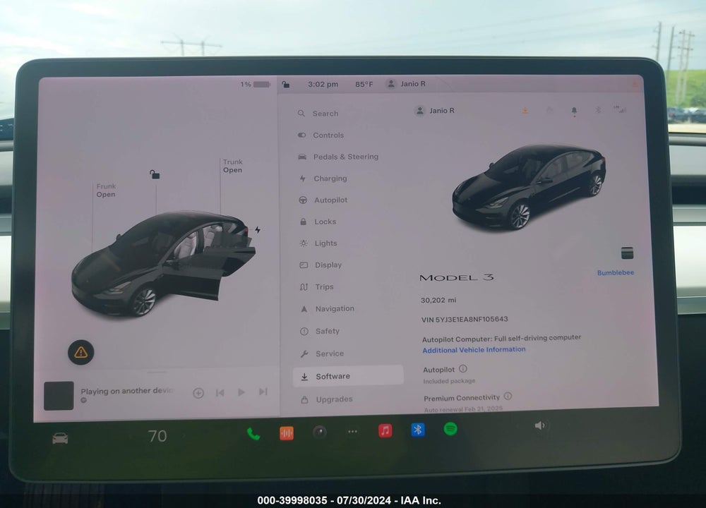 2022 TESLA MODEL 3 REAR-WHEEL DRIVE VIN: 5YJ3E1EA8NF105643