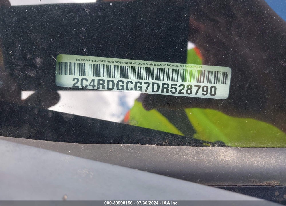 2013 DODGE GRAND CARAVAN SXT VIN: 2C4RDGCG7DR528790