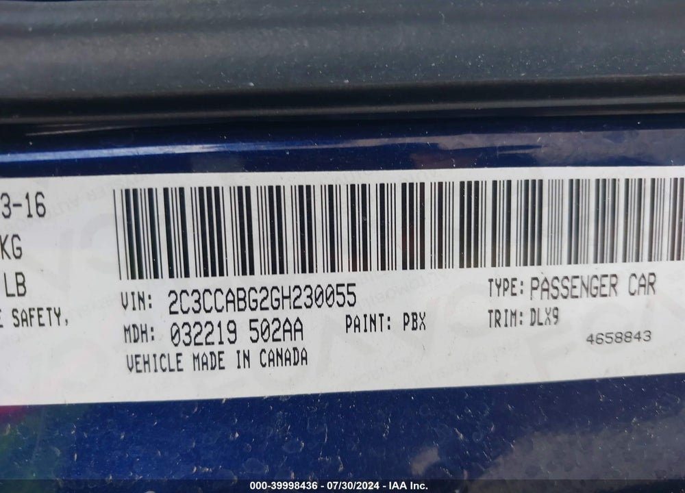 2016 CHRYSLER 300 300S VIN: 2C3CCABG2GH230055