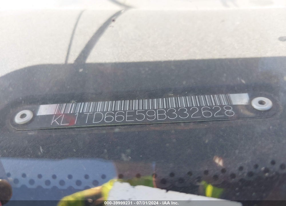 2009 CHEVROLET AVEO LS VIN: KL1TD66E59B332628