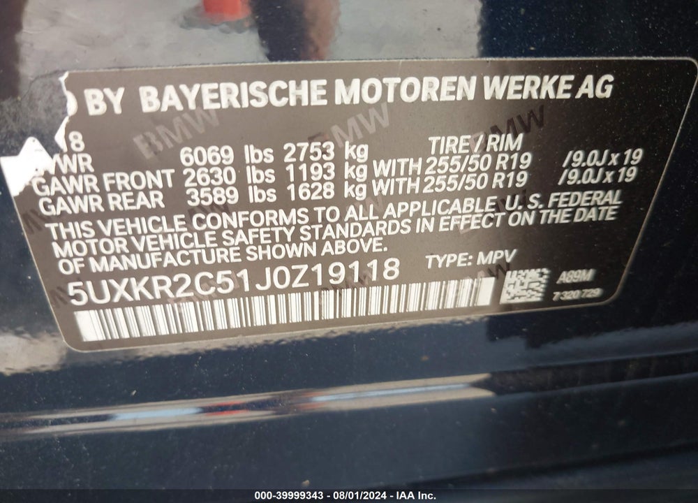 2018 BMW X5 SDRIVE35I VIN: 5UXKR2C51J0Z19118