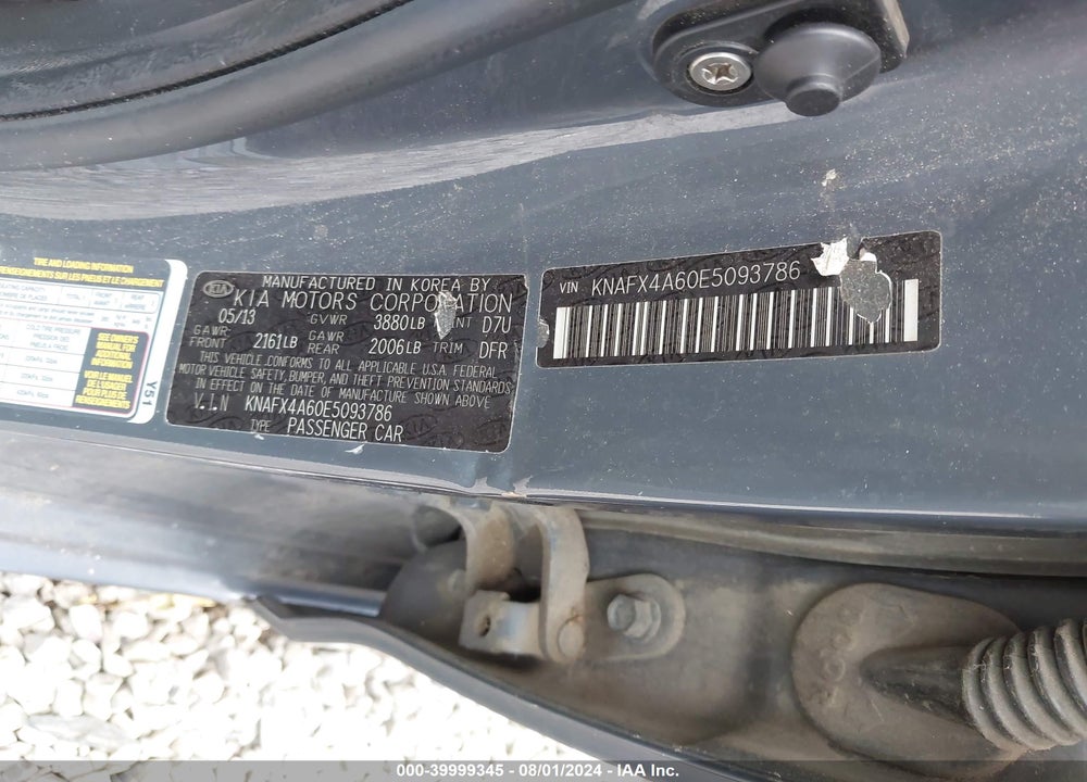 2014 KIA FORTE LX VIN: KNAFX4A60E5093786