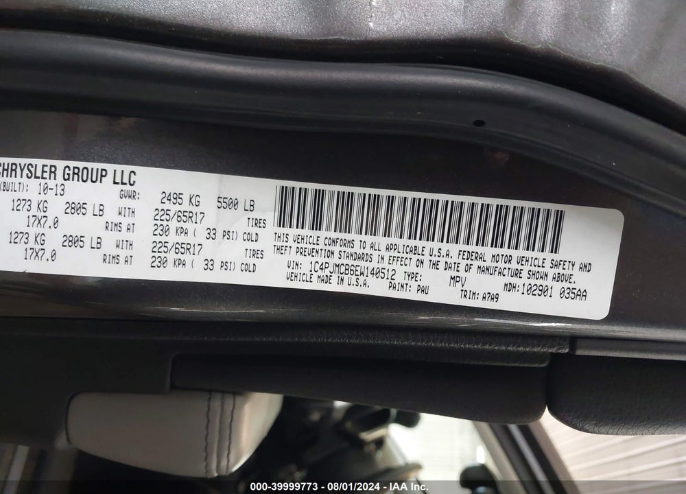 2014 JEEP CHEROKEE VIN: 1C4PJMCB6EW140512