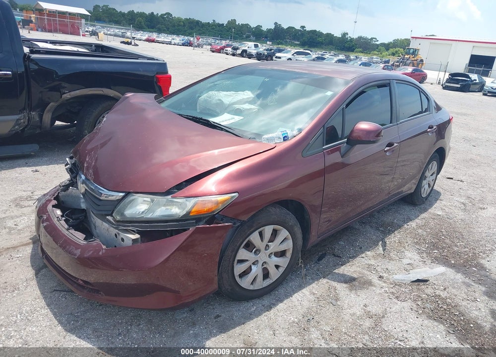 2012 HONDA CIVIC LX VIN: 19XFB2F59CE072006