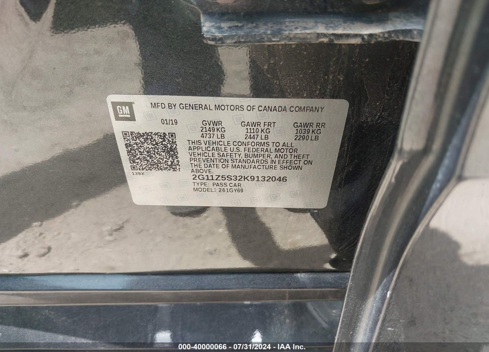 2019 CHEVROLET IMPALA LT VIN: 2G11Z5S32K9132046