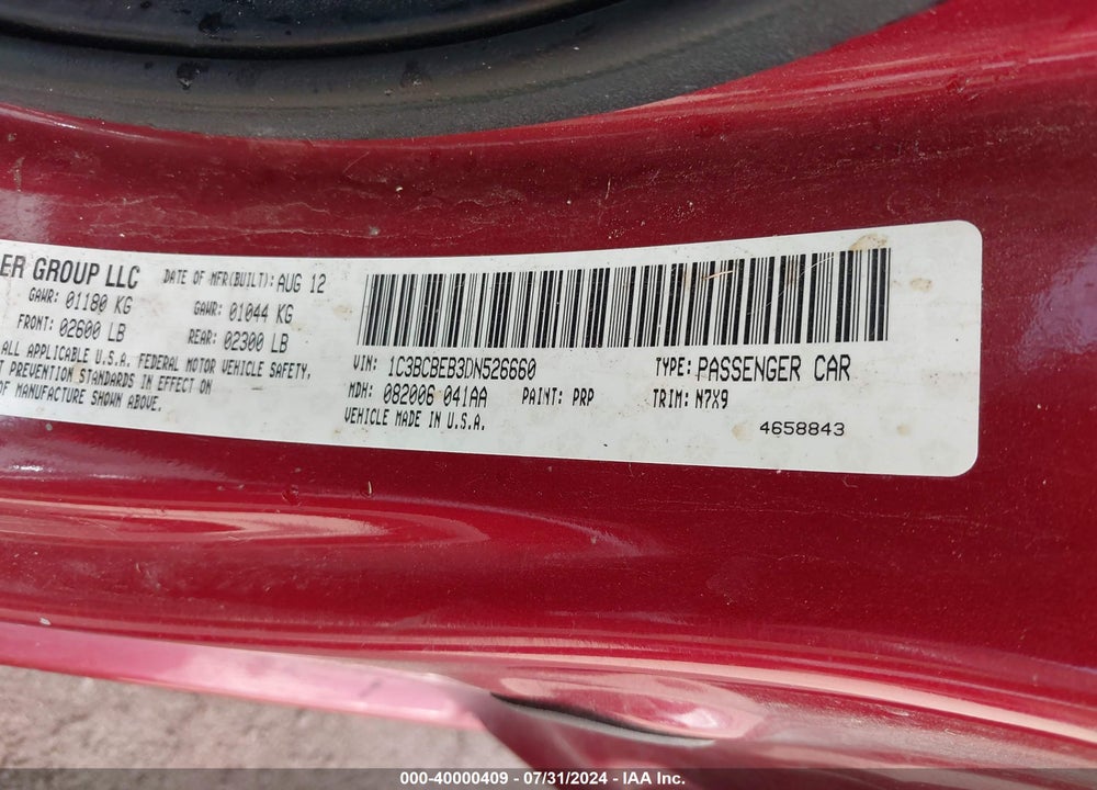 2013 CHRYSLER 200 TOURING VIN: 1C3BCBEB3DN526660