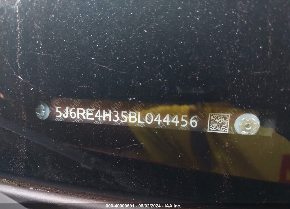 2011 HONDA CR-V LX VIN: 5J6RE4H35BL044456