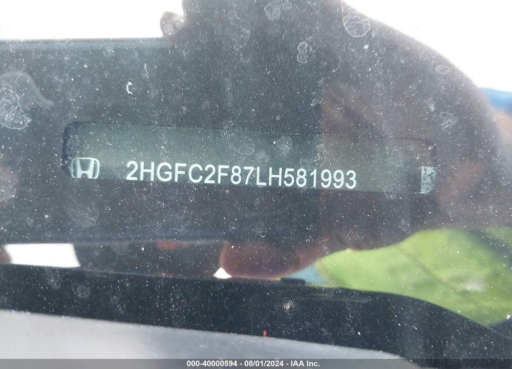 2020 HONDA CIVIC VIN: 2HGFC2F87LH581993