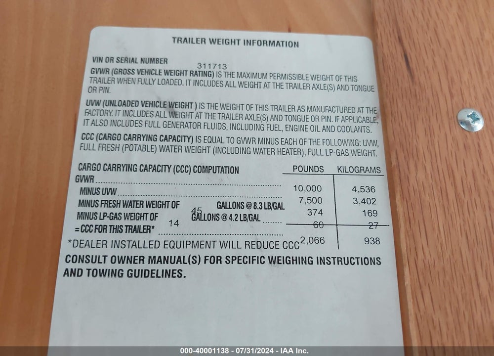2004 KEYSTONE HORNET SPORT 32DS VIN: 4YDT32D2X4E311713