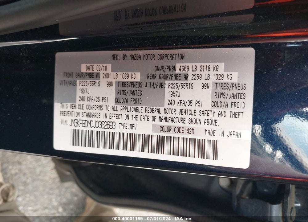 2018 MAZDA CX-5 GRAND TOURING VIN: JM3KFBDM0J0362693