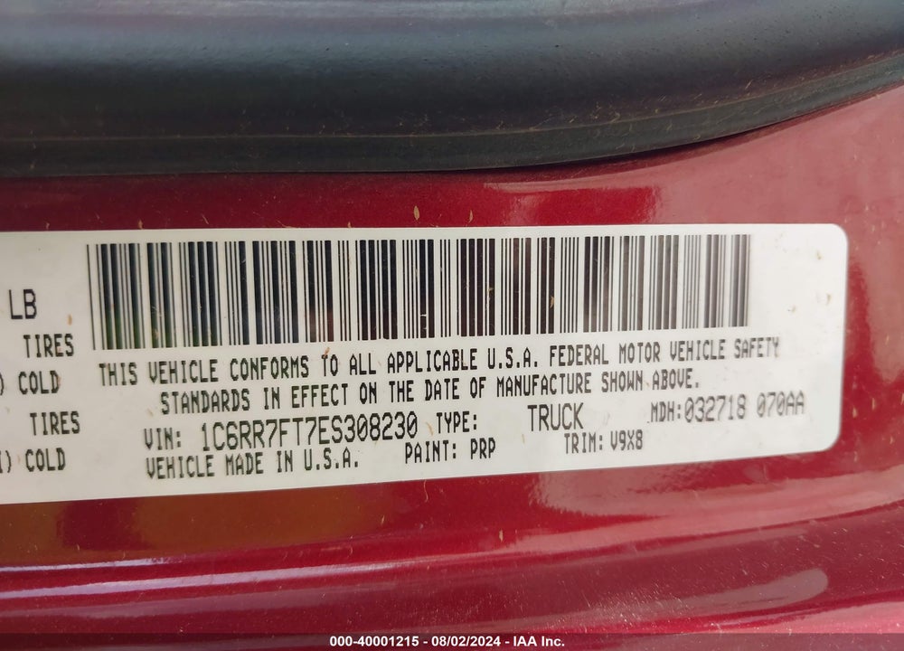 2014 RAM 1500 EXPRESS VIN: 1C6RR7FT7ES308230