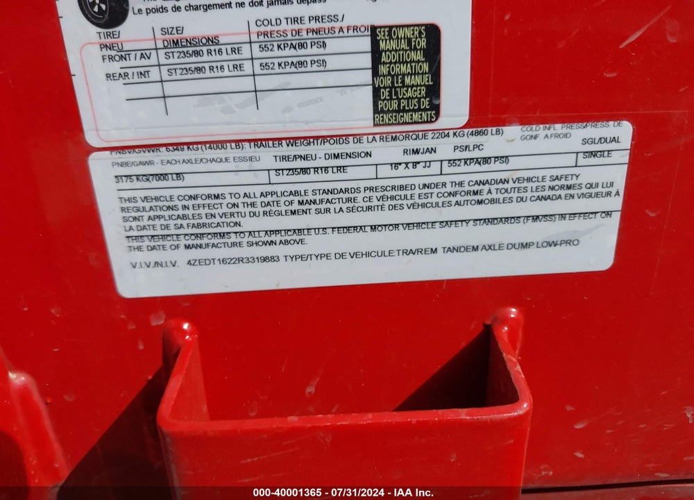2024 LOAD KING OTHER VIN: 4ZEDT1622R3319883