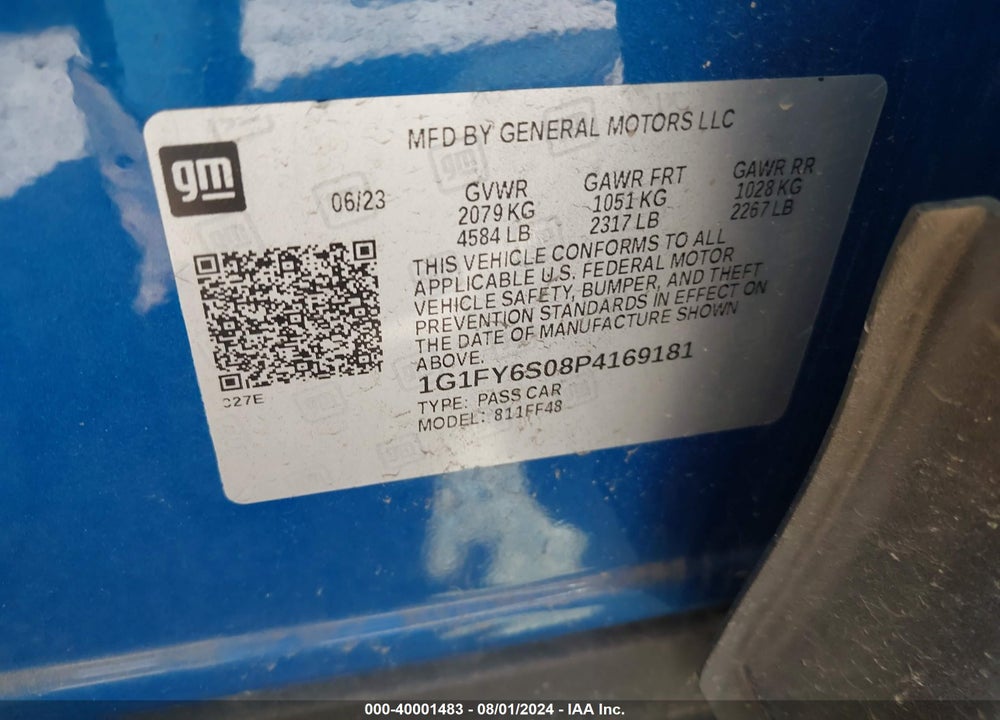 2023 CHEVROLET BOLT EUV FWD LT VIN: 1G1FY6S08P4169181