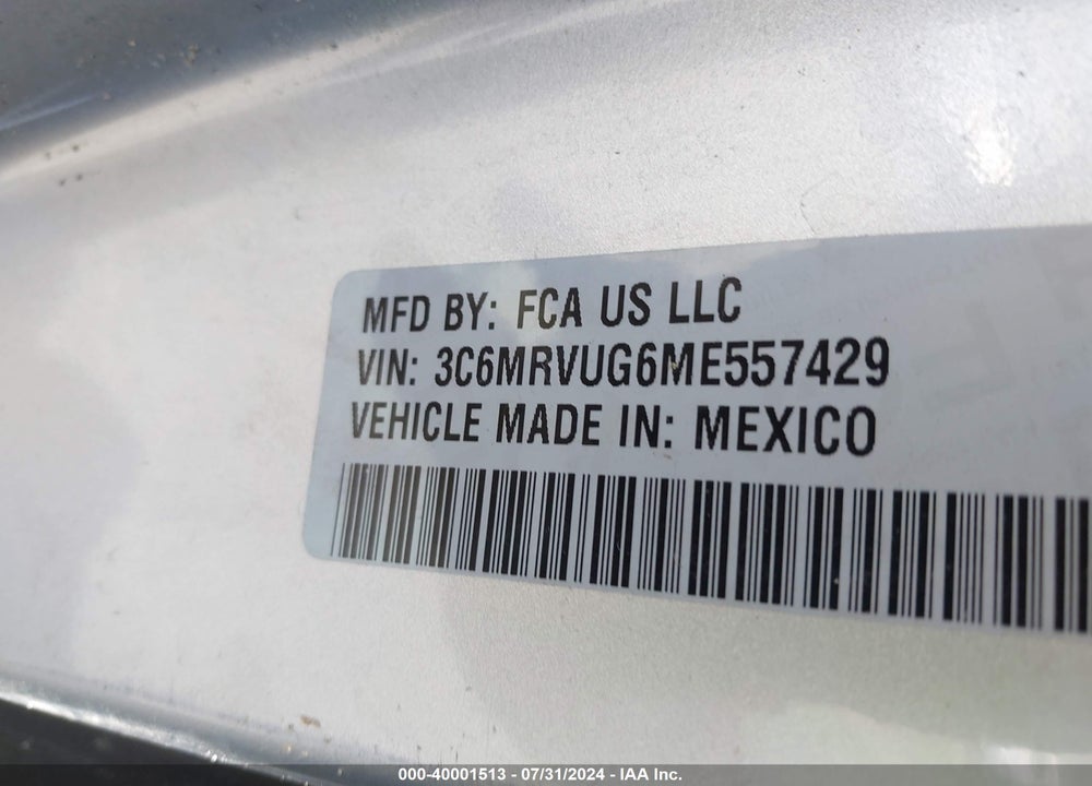 2021 RAM PROMASTER 3500 WINDOW VAN HIGH ROOF 159 WB EXT VIN: 3C6MRVUG6ME557429