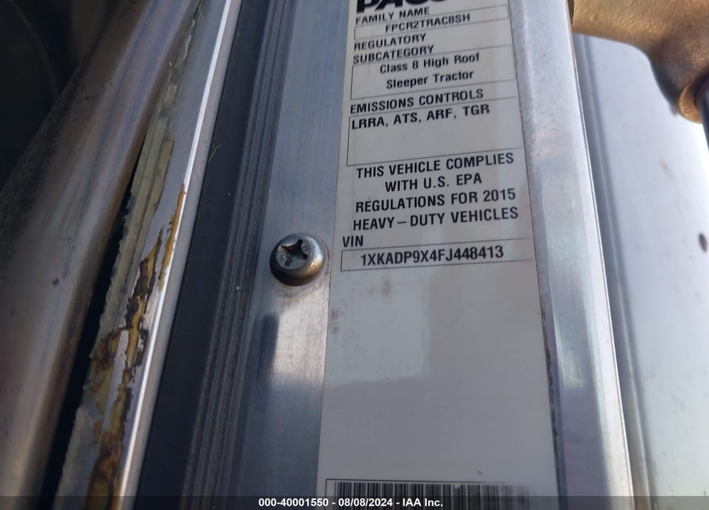 2015 KENWORTH CONSTRUCTION T660 VIN: 1XKADP9X4FJ448413