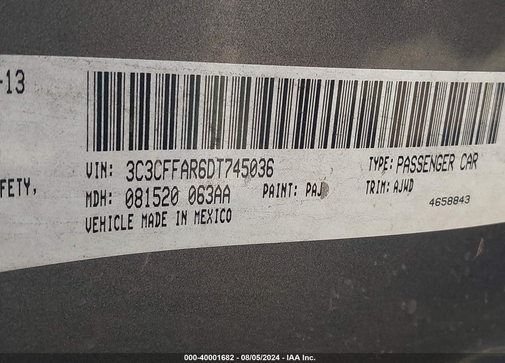 2013 FIAT 500 POP VIN: 3C3CFFAR6DT745036