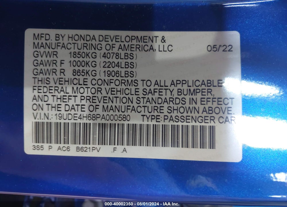2023 ACURA INTEGRA A-SPEC W/ TECHNOLOGY VIN: 19UDE4H68PA000580