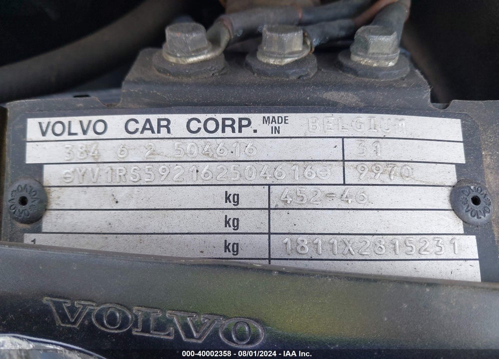 2006 VOLVO S60 2.5T VIN: YV1RS592162504616