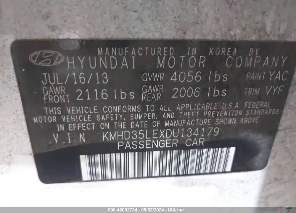 2013 HYUNDAI ELANTRA GT VIN: KMHD35LEXDU134179