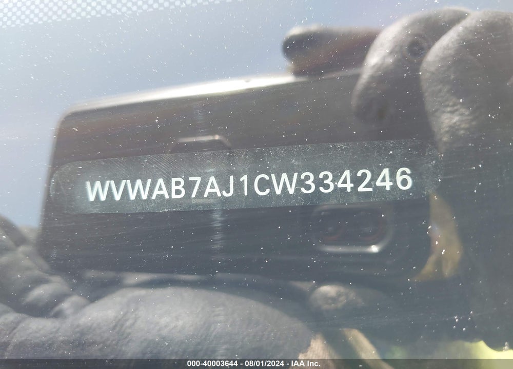 2012 VOLKSWAGEN GOLF VIN: WVWAB7AJ1CW334246