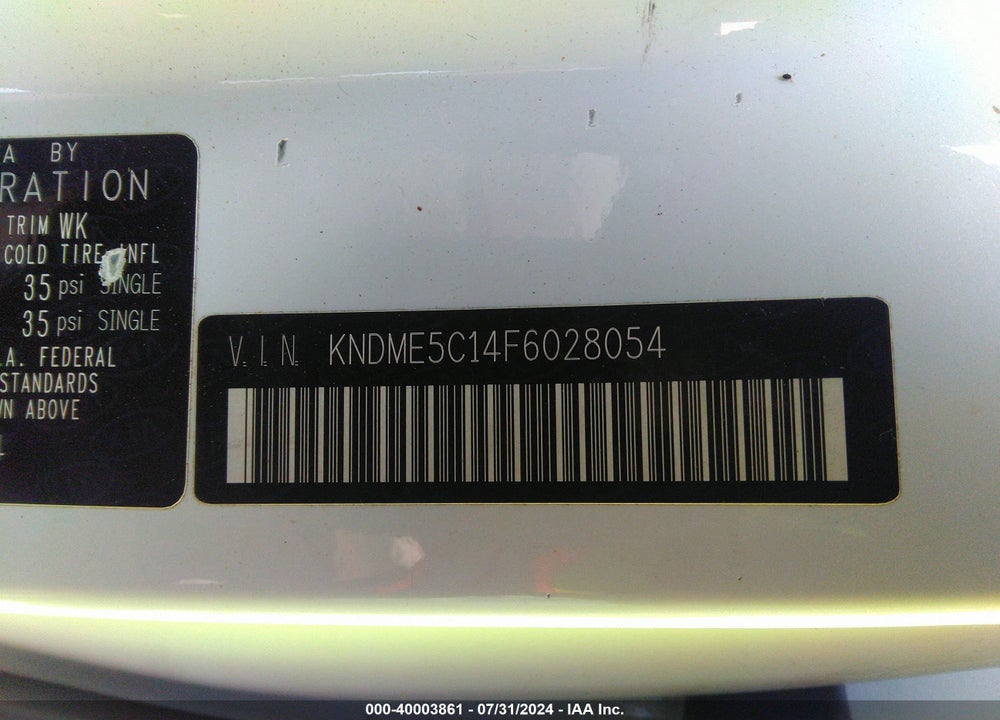 2015 KIA SEDONA SX LUXURY VIN: KNDME5C14F6028054