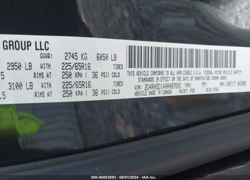 2010 DODGE GRAND CARAVAN SXT VIN: 2D4RN5D14AR487691