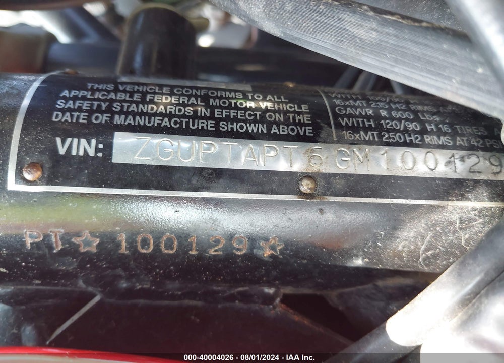 1986 MOTO GUZZI LARIO VIN: ZGUPTAPT6GM100129