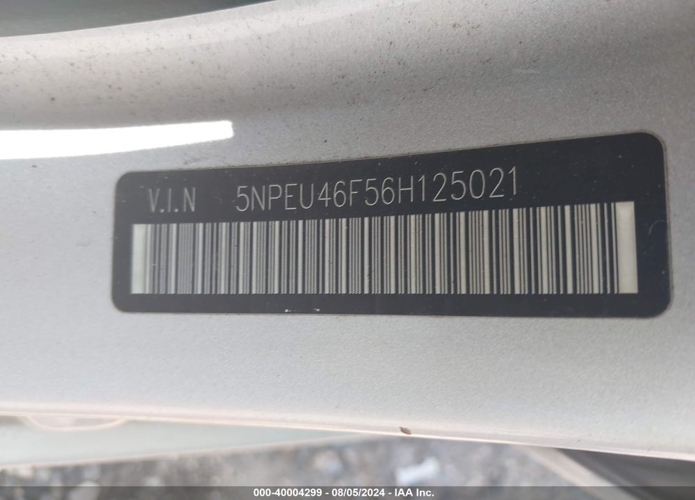 2006 HYUNDAI SONATA GLS V6/LX V6 VIN: 5NPEU46F56H125021
