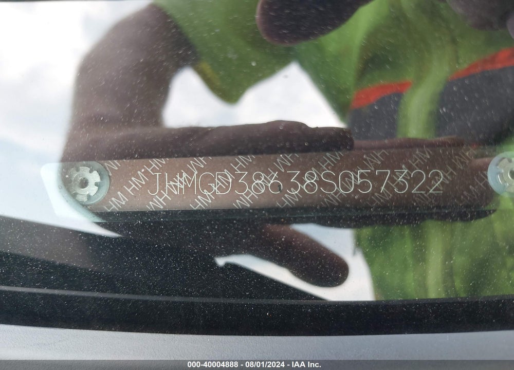 2008 HONDA FIT VIN: JHMGD38638S057322