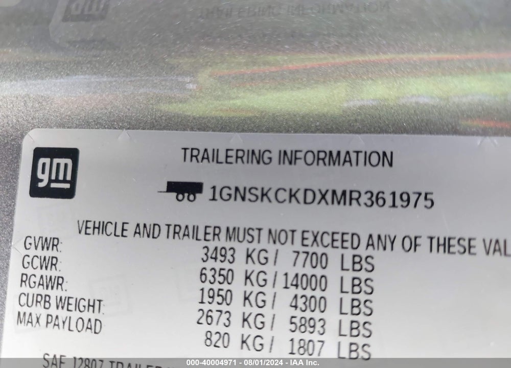 2021 CHEVROLET SUBURBAN 4WD LT VIN: 1GNSKCKDXMR361975